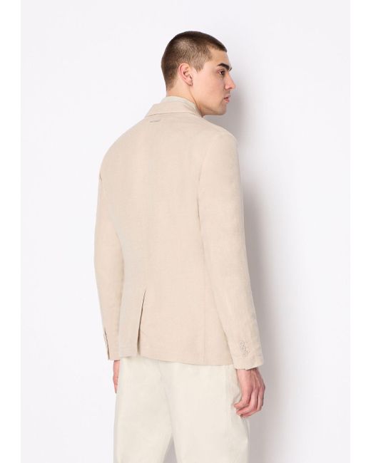 Armani Exchange Natural Single-breasted Linen Twill Jacket for men