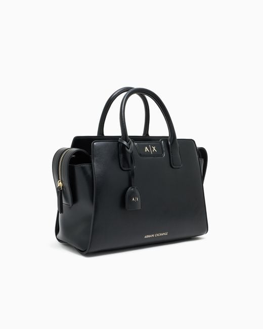 ARMANI EXCHANGE Black Faux Leather Handbag