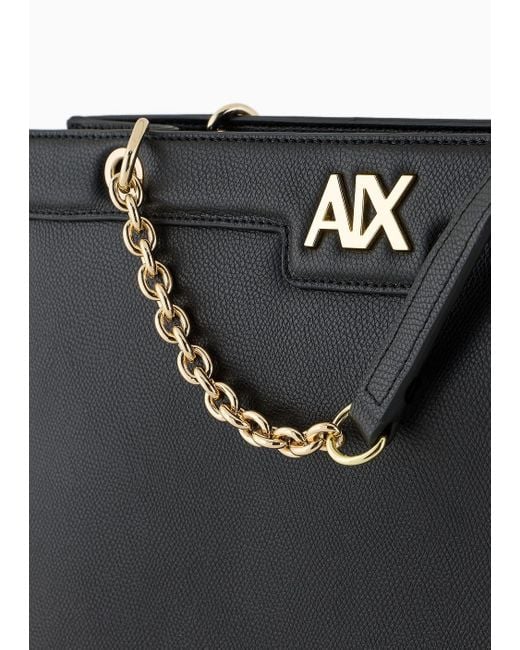 Armani Exchange Black Tote Bag With Chain Handles