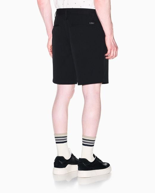 ARMANI EXCHANGE Black Cotton Bermuda Shorts for men