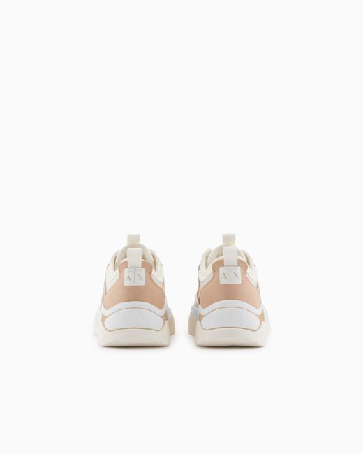 ARMANI EXCHANGE White Urban Mesh And Microsuede Sneakers