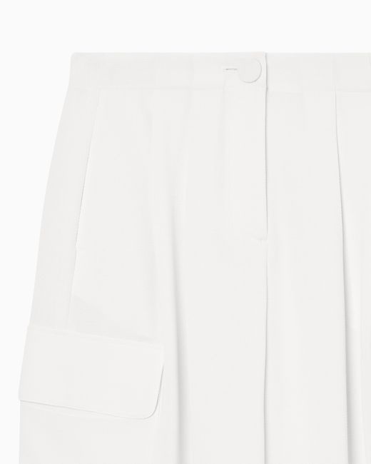 ARMANI EXCHANGE White Wide Trousers With Pleats