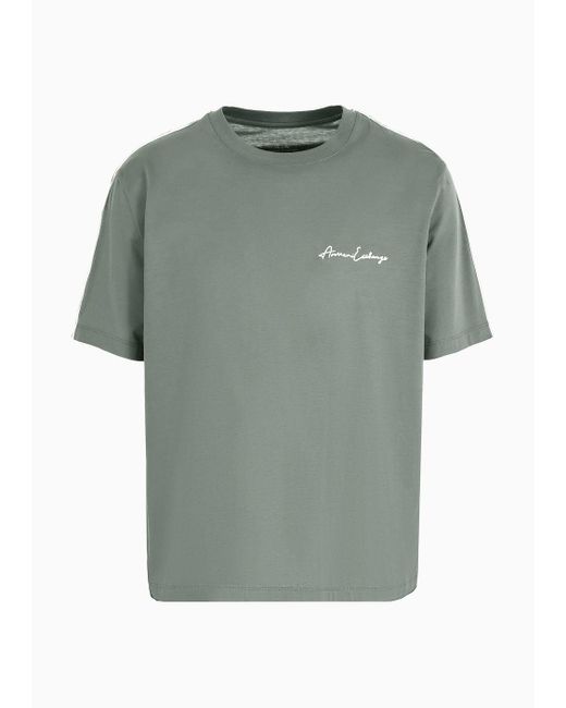 Armani Exchange Green Signature Logo Crew Neck T-shirt for men