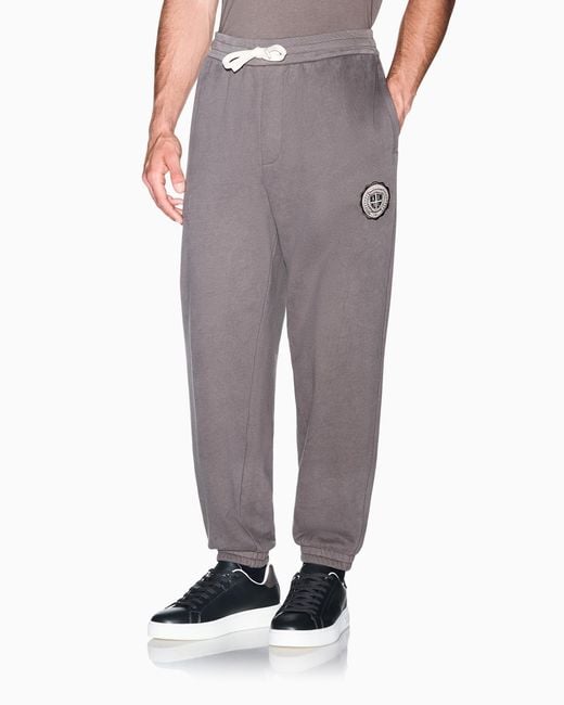 ARMANI EXCHANGE Gray Regular Fit Trousers Cotton French Terry for men