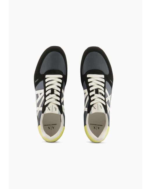 Armani Exchange Sneaker Aus Öko-wildleder, Mesh Und Nylon in Yellow für Herren