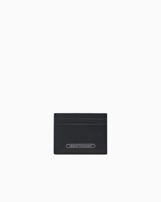ARMANI EXCHANGE White Smooth Texture Card Holder for men