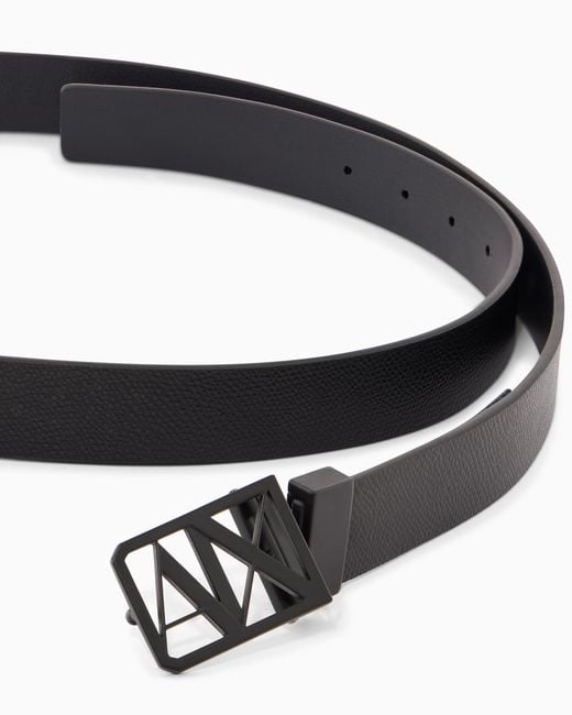 ARMANI EXCHANGE White Reversible Belt With Logo for men