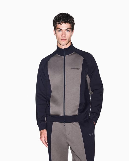 ARMANI EXCHANGE Blue Regular Fit Sweatshirt Bonded Stretch Cotton Blend for men