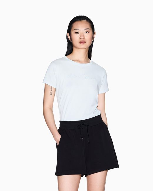 ARMANI EXCHANGE Black Scuba Fabric Shorts With Lettering Logo