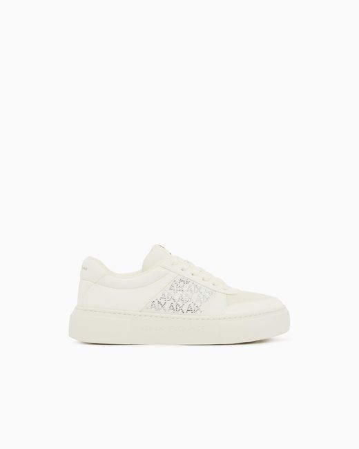 ARMANI EXCHANGE White Lace-Up Low-Top Sneakers