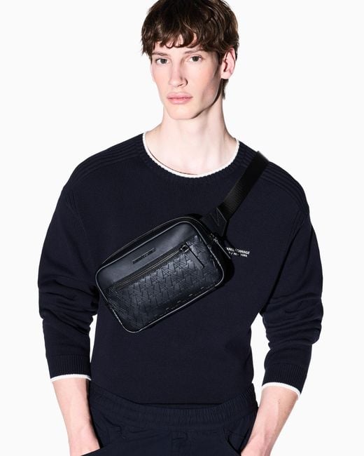 ARMANI EXCHANGE Black Belt Bag for men