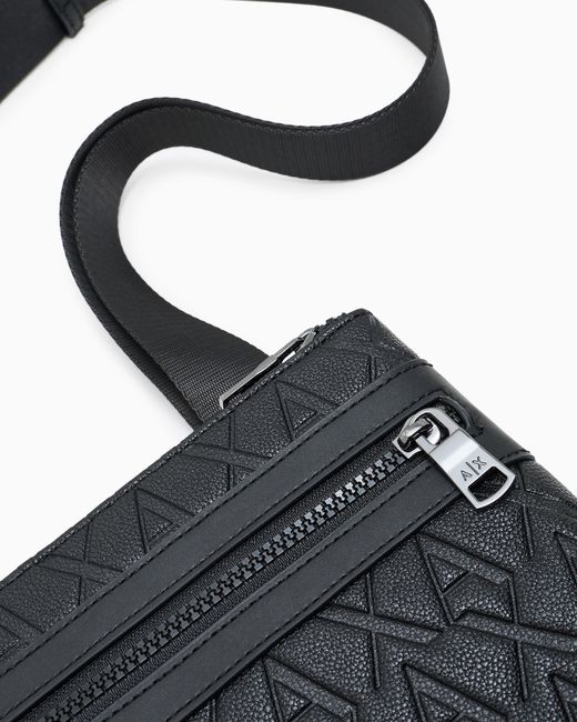 ARMANI EXCHANGE Black Crossbody Bag With A Textured Finish And An Embossed Pattern for men