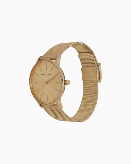 Reloj De Acero Inoxidable De Tres Manecillas En Tono Dorado ARMANI EXCHANGE de color White