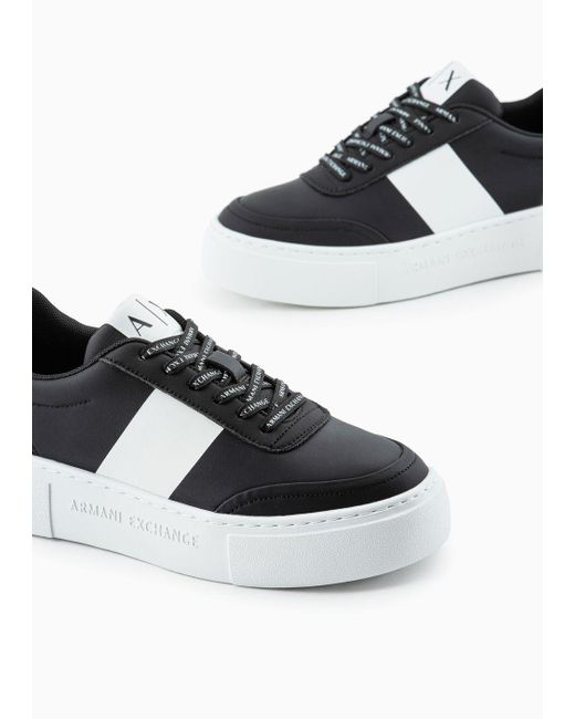Armani Exchange Black Sneakers In With Contrasting Band