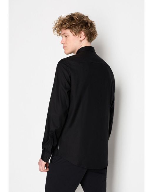 Armani Exchange Black Regular Fit Shirt In Ultra-strech Fabric for men
