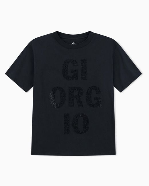 ARMANI EXCHANGE Black T-Shirt Mit Normaler Passform Und Logo