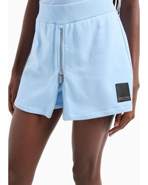 Armani Exchange Blue Shorts In Asv Organic French Terry Cotton With Zip