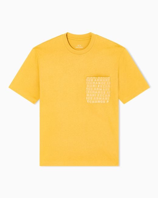 ARMANI EXCHANGE T-Shirt Im Regular Fit Mit Logotasche in Yellow für Herren