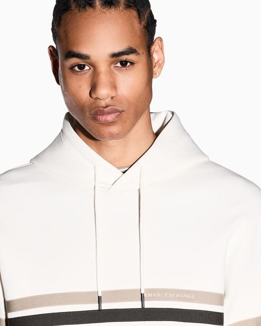 ARMANI EXCHANGE White Structured Hoodie for men