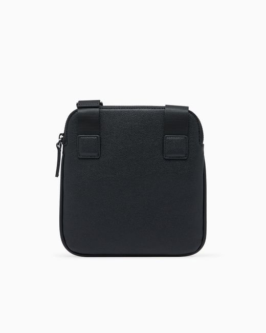 ARMANI EXCHANGE Black Textured Crossbody Bag With A Zipper And Adjustable Strap for men