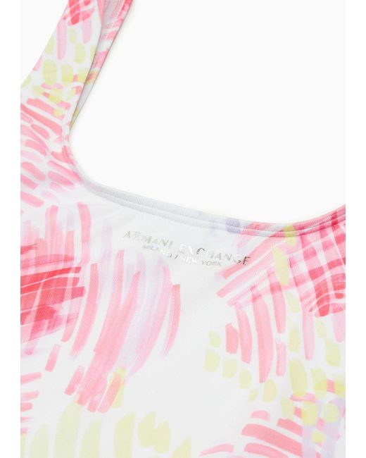 Armani Exchange Pink One-piece Swimsuit In Asv Recycled Fabric