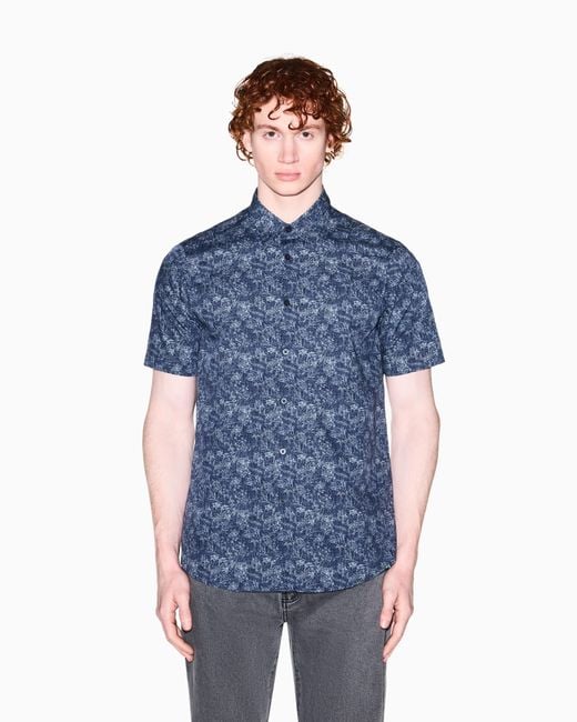 ARMANI EXCHANGE Blue Oversized Cotton Shirt for men