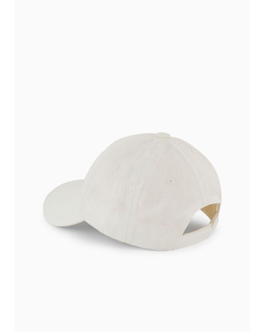 Armani Exchange White Hat With Visor With Tone-on-tone Logo