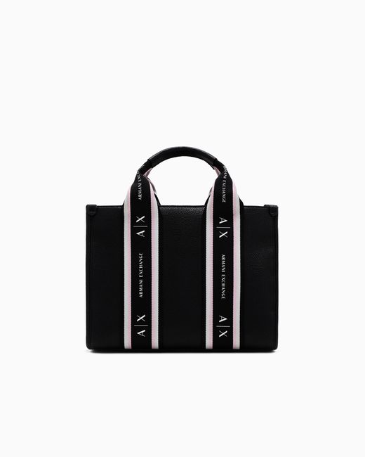 Borsa Shopper Con Bande A Contrasto di ARMANI EXCHANGE in Black