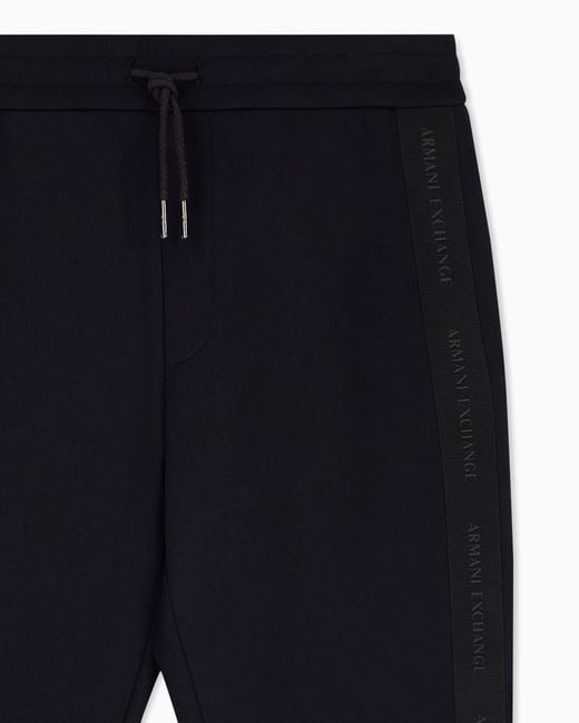 ARMANI EXCHANGE Blue Regular Fit Trousers Bonded Stretch Cotton Jersey for men