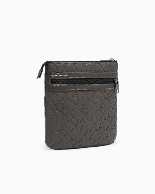 ARMANI EXCHANGE Gray Crossbody Bag With A Textured Finish And An Embossed Pattern for men