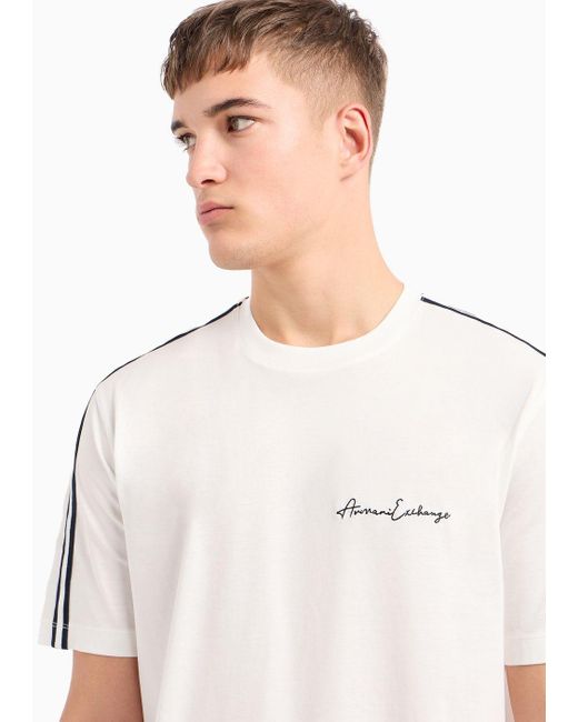 Armani Exchange Natural Signature Logo Crew Neck T-shirt for men