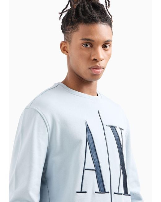 Armani Exchange Blue Icon Logo Crew Neck Sweatshirt for men