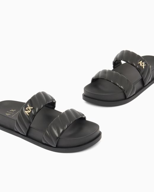 ARMANI EXCHANGE White Minimal Nappa Sandals