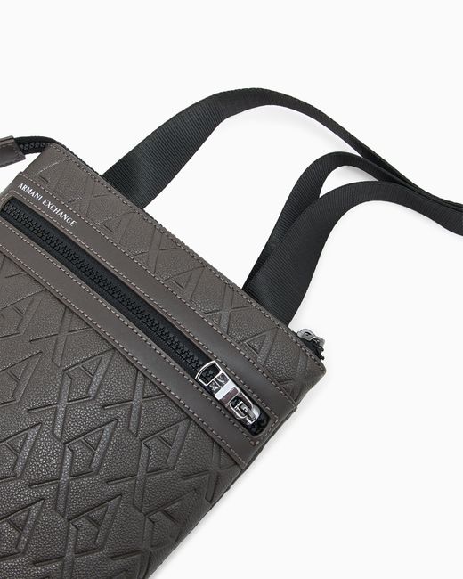 ARMANI EXCHANGE Gray Crossbody Bag With A Textured Finish And An Embossed Pattern for men