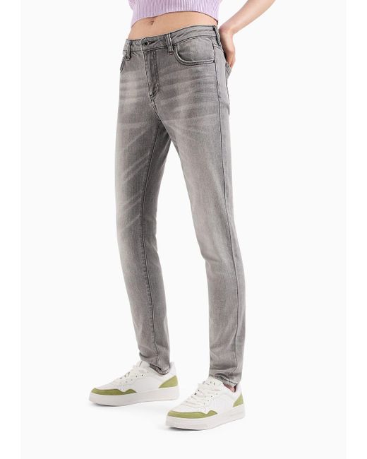 Jeans J01 Super Skinny In Cotton Denim Stretch di Armani Exchange in Gray