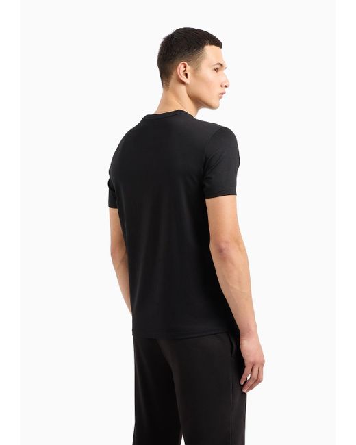 Armani Exchange Black Regular Fit T-shirt In Mercerized Cotton With Metal Print for men