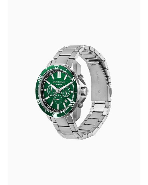 Armani Exchange Green Chronograph Stainless Steel Watch for men