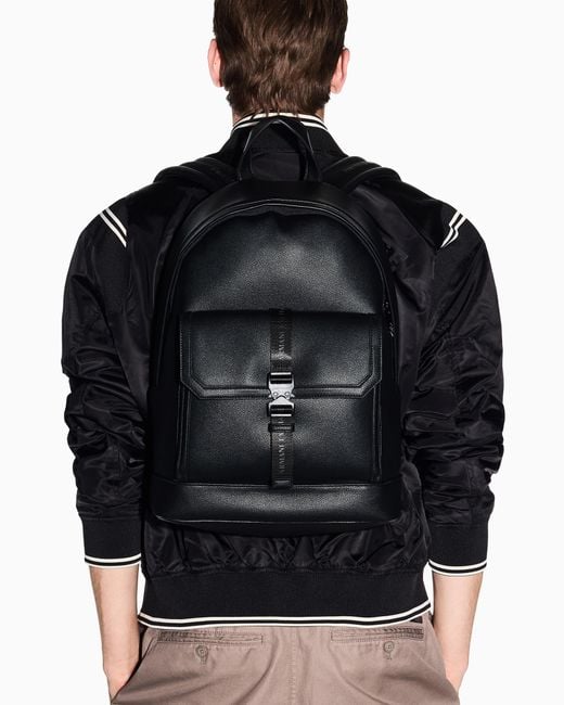 ARMANI EXCHANGE Black Technical Fabric Backpack for men