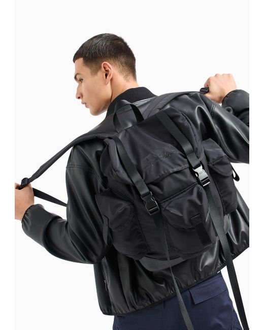 Armani Exchange Black Backpack With Multipockets for men