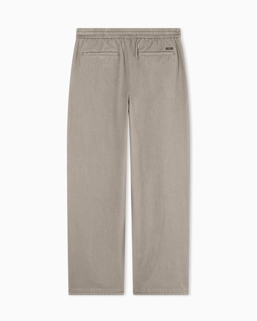ARMANI EXCHANGE Gray Cotton Twill Drawstring Trousers for men