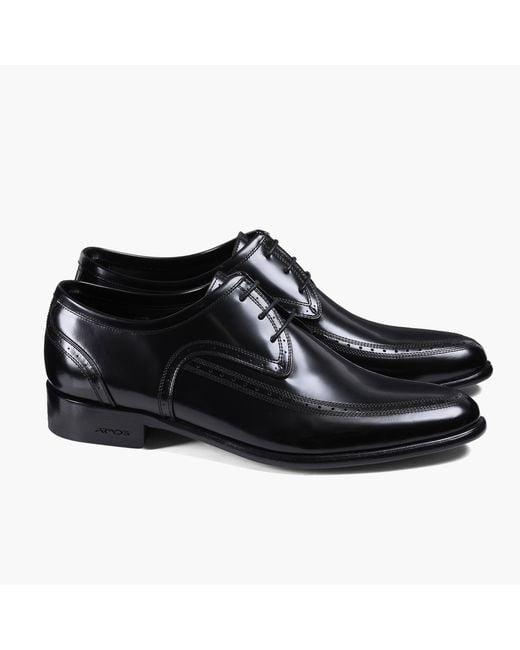 Armos Black Leather Apron-Toe Derby for men