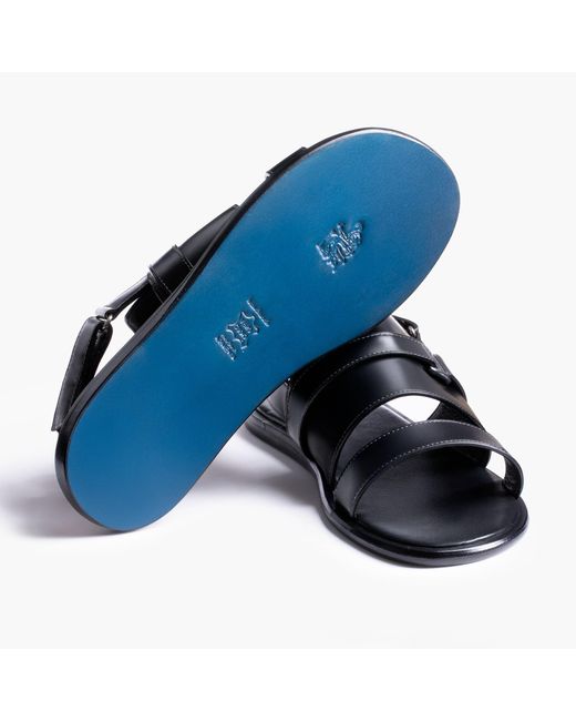 Armos Black Leather Back-Strap Sandal for men