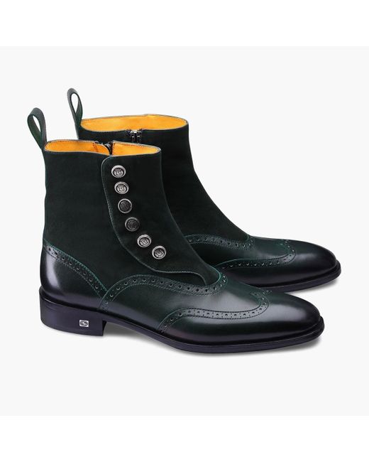 Armos Black Suede & Leather Brogue Boot for men