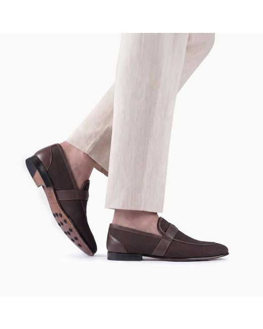 Armos Brown Linen Loafers for men