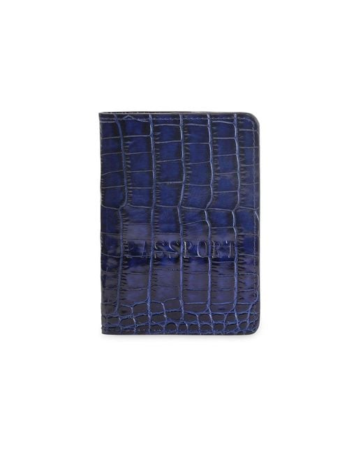 Armos Blue Leather Passport Case for men