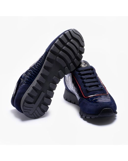 Armos Blue Croc-Embossed Leather Sneaker for men