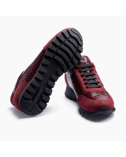 Armos Red Croc-Embossed Leather Sneaker for men