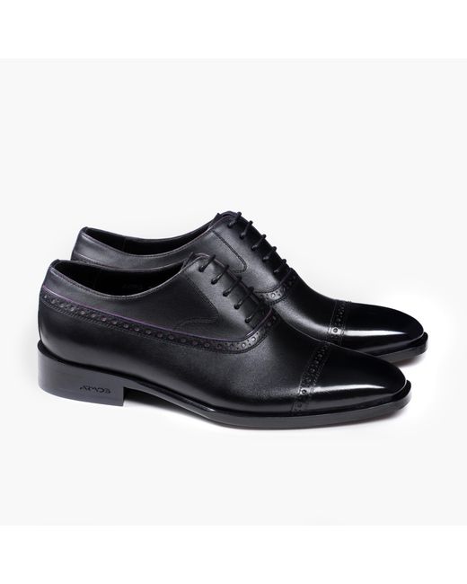 Armos Black Leather Cap Toe Brogue Oxford for men