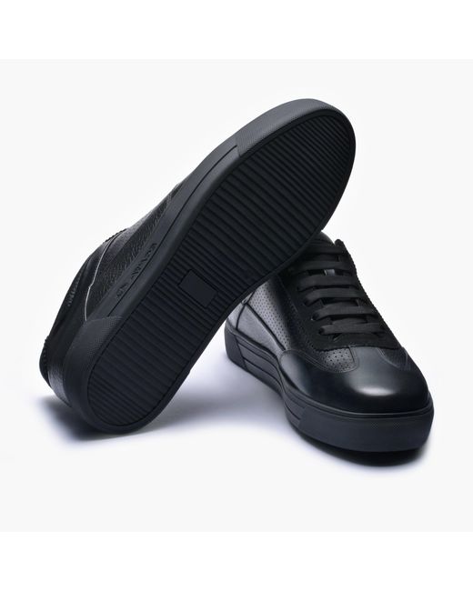 Armos Black Breathable Leather Sneaker for men