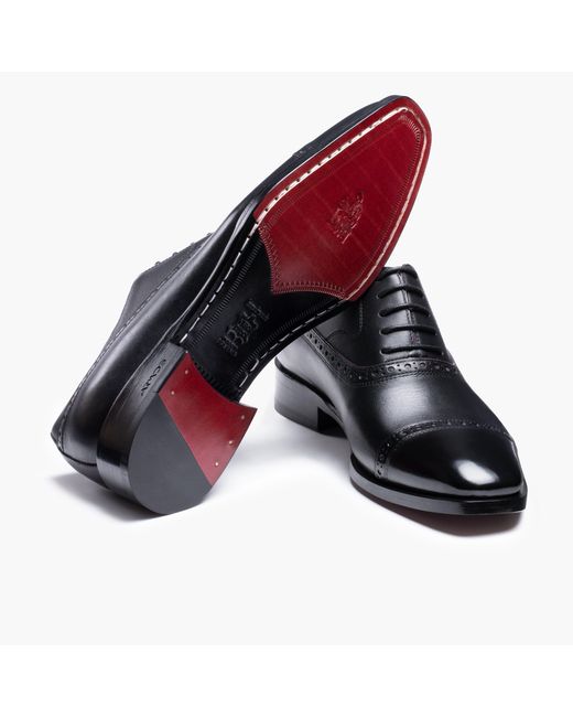Armos Black Leather Cap Toe Brogue Oxford for men